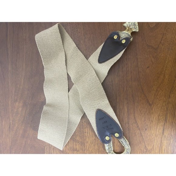 Vintage 80's Cinch Belt Fabric Leather Size L Tan Stretch Arrow Buckel 39" USA - Picture 5 of 7
